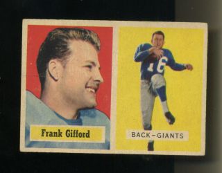 1957 Topps Football 88 Frank Gifford York Giants Hall Of Fame Exmt