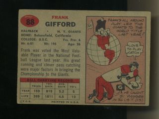1957 TOPPS FOOTBALL 88 FRANK GIFFORD YORK GIANTS HALL OF FAME EXMT 2