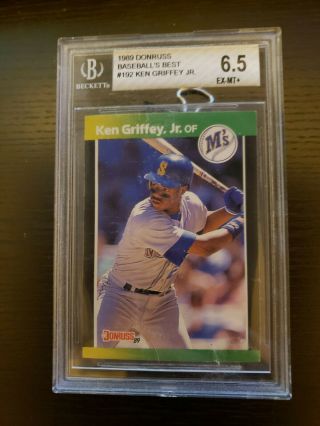 1989 Donruss Baseball Card 192 Ken Griffey Jr.  Rookie - Graded Bgs 6.  5