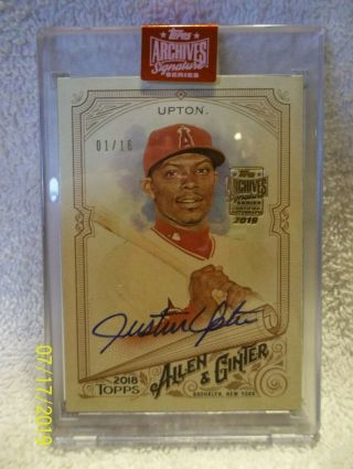 2019 Topps Archives Signature Series Justin Upton Autograph 01/16 - Angels