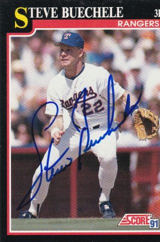 Autographed Signed Mlb Baseball Card Steve Buechele Rangers