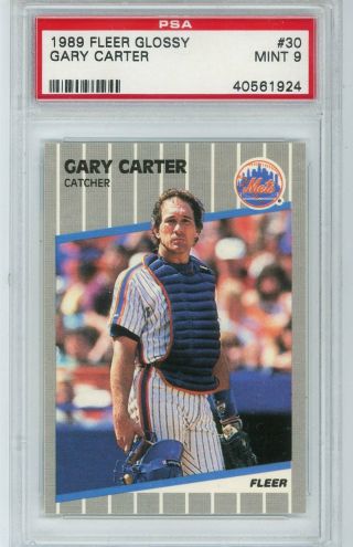 1989 Fleer Glossy Gary Carter 30 Psa 9 York Mets Hof