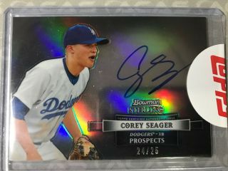 Corey Seager 2012 Bowman Sterling Black Refractor Auto 24/25 Topps Redemption Sp