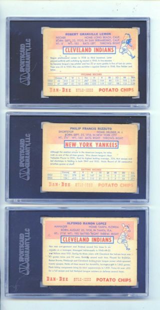 1954 Topps Dan - Dee Potato Chips Lopez Rizzuto Lemon Baseball Cards SGC (3) Evans 2