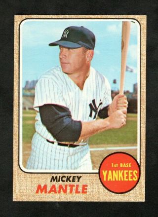 Mickey Mantle 1968 Topps Card 280 York Yankees Ex - Mt,