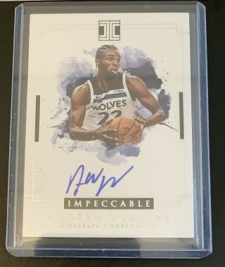 2018 - 19 Panini Impeccable Andrew Wiggins On Card Auto 5/15 Timberwolves