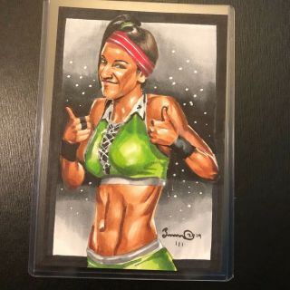 Bayley Wwe Smackdown Champion 1/1 Hand Drawn Art Sketch Card Aceo