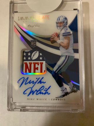 2018 Immaculate Mike White Nfl Shield Rookie Patch Auto Rc True 1/1 Cowboys
