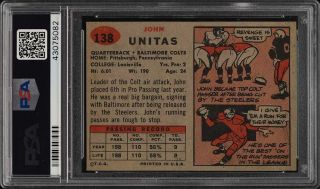 1957 Topps Football Johnny Unitas ROOKIE RC 138 PSA Altered (PWCC) 2