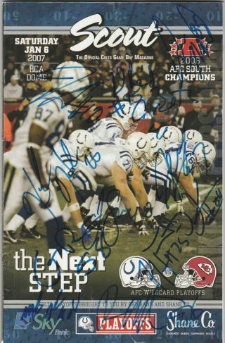 Indianapolis Colts Signed 07 Playoff Program Robert Mathis Jeff Saturday,  10