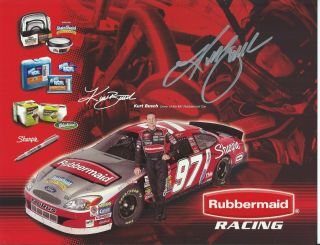Signed 2003 Kurt Busch 97 Nascar Winston Cup Series " Rubbermaid " Postcard