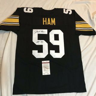 Jack Ham Autographed Black/yellow/white Jersey Jsa W/inscrip “hof 88” Steelers