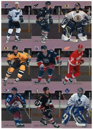 2001 - 02 Be A Player Signature Series Hockey Certified /100 60 - Card Insert Set