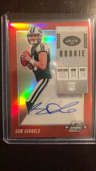 2018 Panini Contenders Optic Sam Darnold Rookie Ticket Auto/autograph Red /99