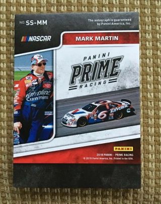 2018 Panini Prime Racing NASCAR MARK MARTIN Shadowbox Signatures d 14/25 2