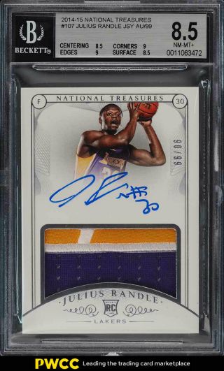 2014 National Treasures Julius Randle Rookie Rc Auto Patch /99 Bgs 8.  5 (pwcc)