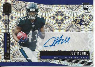 Justice Hill 2019 Unparalleled Fireworks Auto Ssp Rc 277 Case Hit (3/5) Ravens