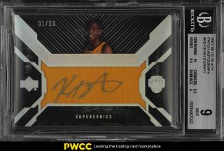 2007 Upper Deck Black Kevin Durant Rookie Rc Auto Patch /50 Kd Bgs 9 Mt (pwcc)