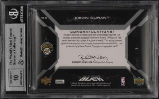 2007 Upper Deck Black Kevin Durant ROOKIE RC AUTO PATCH /50 KD BGS 9 MT (PWCC) 2