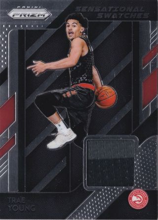 2018 - 19 Panini Prizm Trae Young Sensational Swatches Patch Rookie Braves Worn Rc