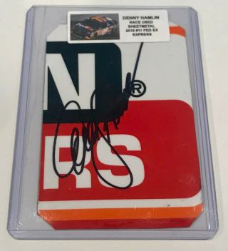 2018 Denny Hamlin Express Signed Nascar Race 2x3 Sheetmetal Piece 6