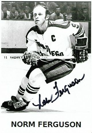 Norm Ferguson Authentic Signed Autograph San Diego Wha 4x6 Hockey Photo
