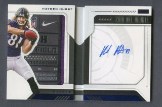 2018 Panini Playbook Booklet Hayden Hurst Rpa Rc Nfl Shield Tag Patch Auto 1/1