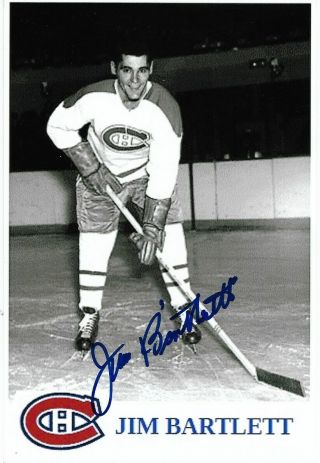 Jim Bartlett Authentic Signed Autograph Montreal Canadiens Nhl 4x6 Hockey Photo