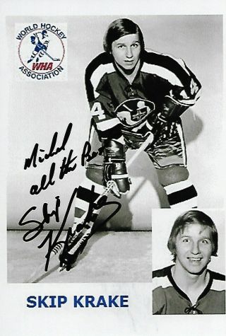 Skip Krake Authentic Signed Autograph Cleveland Crusaders Wha 4x6 Hockey Photo
