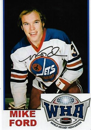 Mike Ford Authentic Signed Autograph Winnipeg Jets Wha 4x6 Hockey Photo