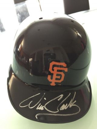 Will Clark Signed Autographed Giants Mini Batting Helmet With Display Case