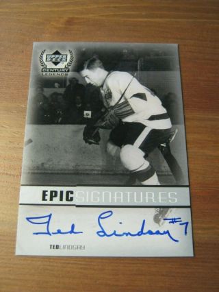 1999 00 Upper Deck Century Legends Epic Signatures Tl Ted Lindsay Red Wings Xx