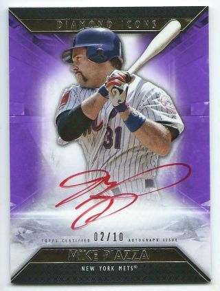 2019 Topps Diamond Icons Purple Mike Piazza Red Ink Auto Autograph 2/10 Mets