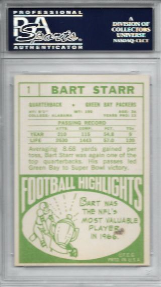 1968 Topps Bart Starr 1 PSA 8 HOF Packers 2
