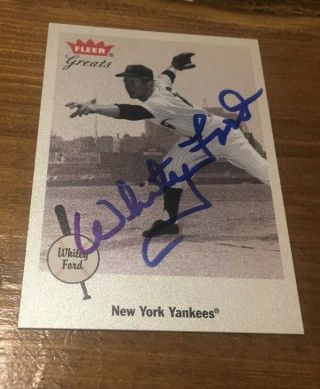 Whitey Ford Signed 2001 Fleer Greats Of The Game Baseball Card Yankees Hof Auto