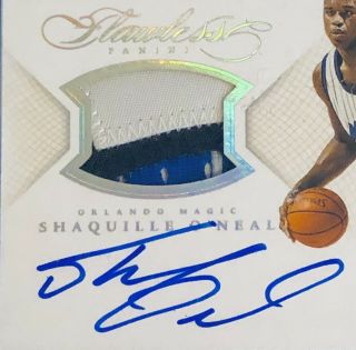 2014 PANINI FLAWLESS SHAQUILLE O’NEAL AUTO ON - CARD 3 - COLOR PATCH SP 11/25 2