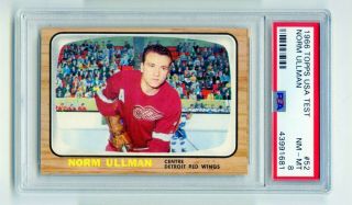 1966 Topps Norm Ullman 52 Detroit Red Wings Usa Test Hockey Card Psa Nm - Mt 8
