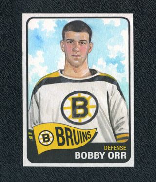 Bobby Orr Bruins Legend Painted Portrait 1969 Style Card 1/1 Not A Reprint