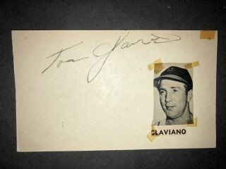 1949 Phillies: Tom Glaviano,  Vintage Signed 3x5 From 1950