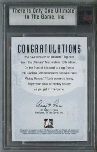 2010 - 11 In The Game ITG Ultimate P.  K.  Subban Reebok Logo Patch 1/1 2