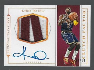 Kyrie Irving 2015/16 National Treasures Clutch Factor Logo Patch Auto 4/10