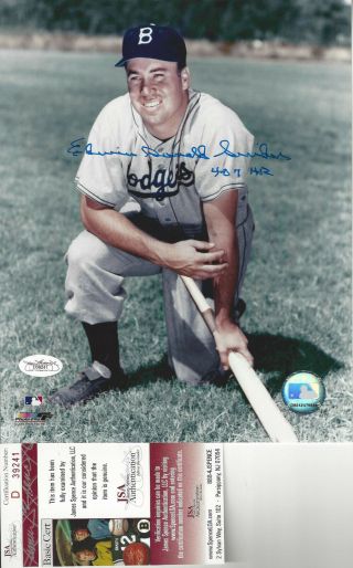 Brooklyn Dodgers Duke Snider Autographed 8x10 Photo Jsa Cert 407 Hr Middle Name
