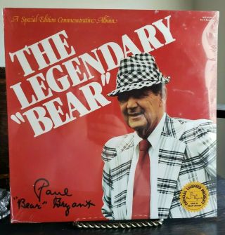 The Legendary " Bear " Paul Bear Bryant Alabama Crimson Tide Vinyl Record M