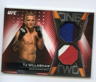 2019 Topps Ufc Knockout Tj Dillashaw Red Ruby Dual Fight Mat Shirt Relic 4/8