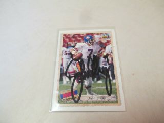 1992 Upper Deck John Elway Denver Broncos Hand Signed Autographed Card W /