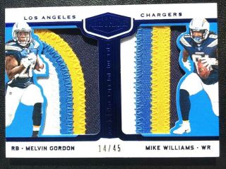 2018 Plates And Patches Sick Dual Patch Non Auto Melvin Gordon Mike Williams /45
