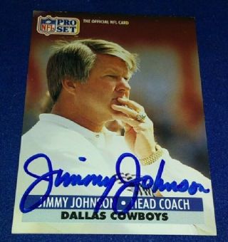 1991 Pro Set JIMMY JOHNSON AUTOGRAPHED - - Coach Dallas Cowboys 2