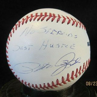 Pete Rose Signed Oml Baseball W/coa Jsa Authentic With " No Steroids Just Hustle "