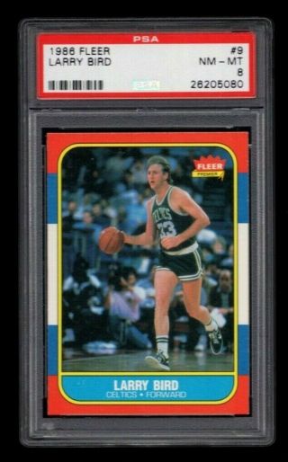 Larry Bird 1986 Fleer Basketball 9 Psa 8 Nm - Mt Boston Celtics - Case
