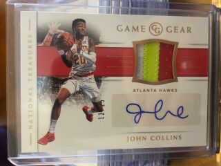 2018 - 2019 National Treasures John Collins Game Gear Patch Auto 13/25 - Hawks